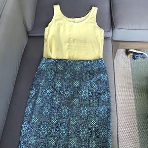 Talbots bundle yellow top and blue pencil skirt